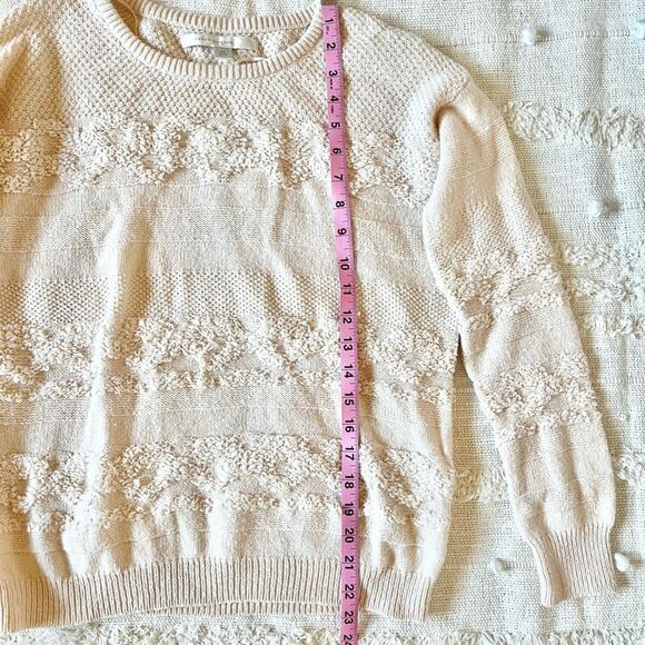 LC Lauren Conrad Cream Detailed Knit Scoop Neck Smocked Cuff Sweater xsmall - Picture 3 of 6